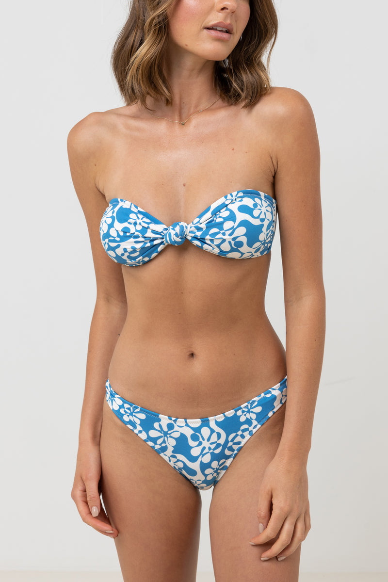 Drifter Floral Knotted Bandeau Top Blue