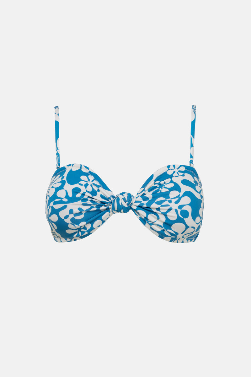 Drifter Floral Knotted Bandeau Top Blue