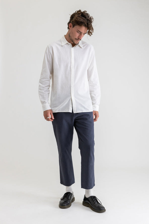 Classic Linen Ls Shirt Vintage White