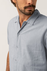 Classic Linen Ss Shirt Ocean Blue