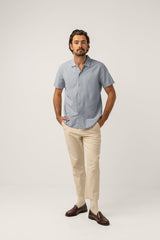 Classic Linen Ss Shirt Ocean Blue