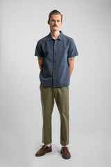 Classic Linen SS Shirt Worn Navy