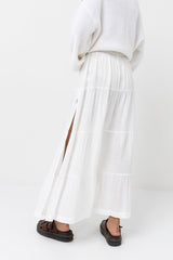 Classic Tiered Maxi Skirt White