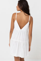 Classic Tiered Mini Dress White