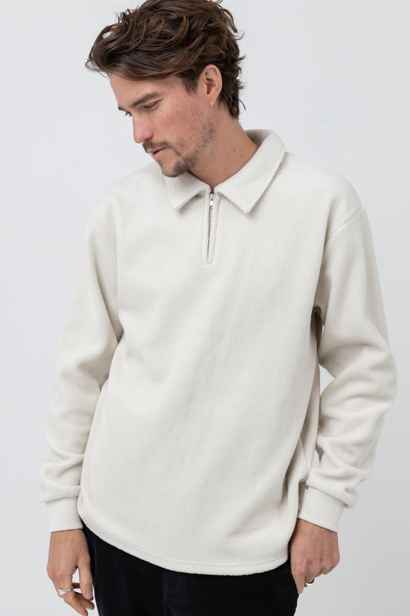 Oskar 1/4 Zip Reverse Fleece Natural