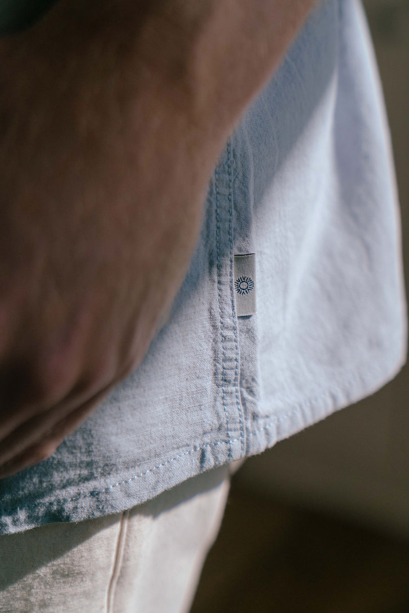 Classic Linen Ss Shirt Ocean Blue
