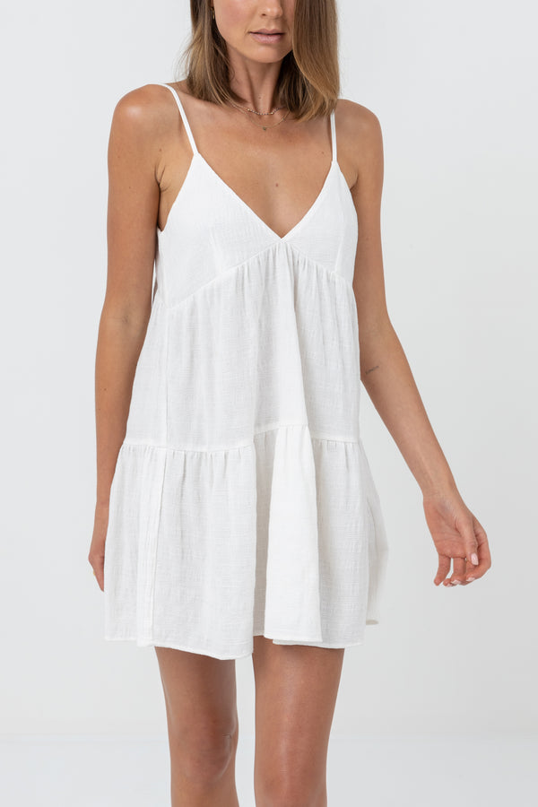 Lulu Tiered Mini Dress White