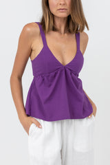 Dahlia Tie Back Top Purple