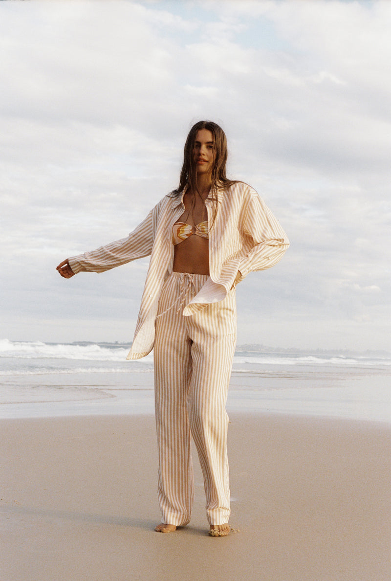 Elmer Stripe Oversized Shirt Nude